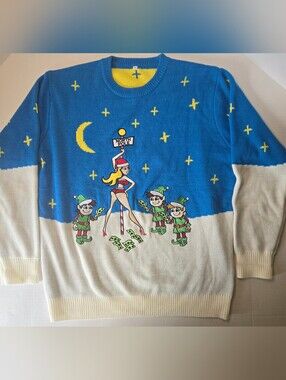 Christmas Stripper & Elves Ugly Chunky XL Sweater Lewd Costume Agent Brand